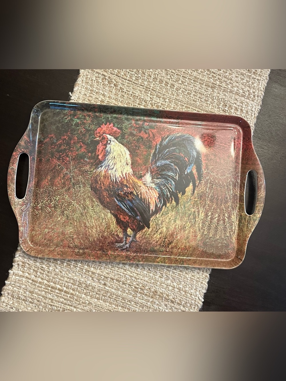 Rooster melamine serving tray